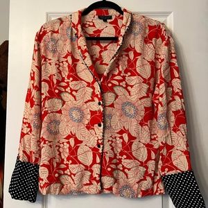 Topshop Women's Red Floral Blouse, Size 2